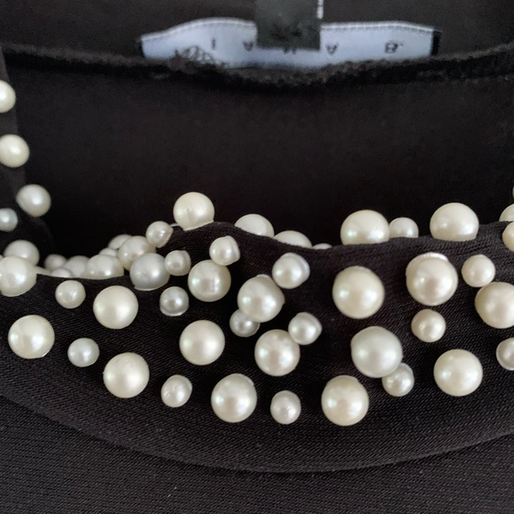 Tiana B Black Evening Dress with pearl collar. - Picture 4 of 4